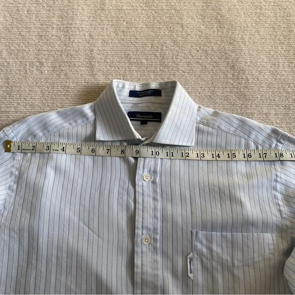 FACONNABLE Mens Dress Shirts Long Sleeve Striped Dress Oxford Designed in France - Picture 5 of 7
